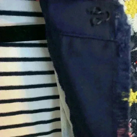 Berek Blue Lace Floral Striped Blazer Sweater Jacket, Womens Size Medium - Picture 7 of 9